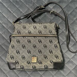 Dooney & Bourke Monogram Vintage Leather Canvas Adjustable Strap Crossbody